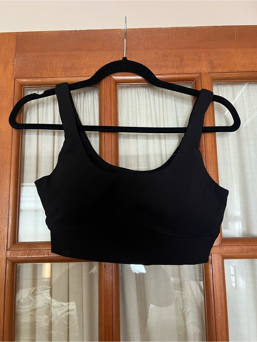 AE Offline Black Ribbed Sports Bra